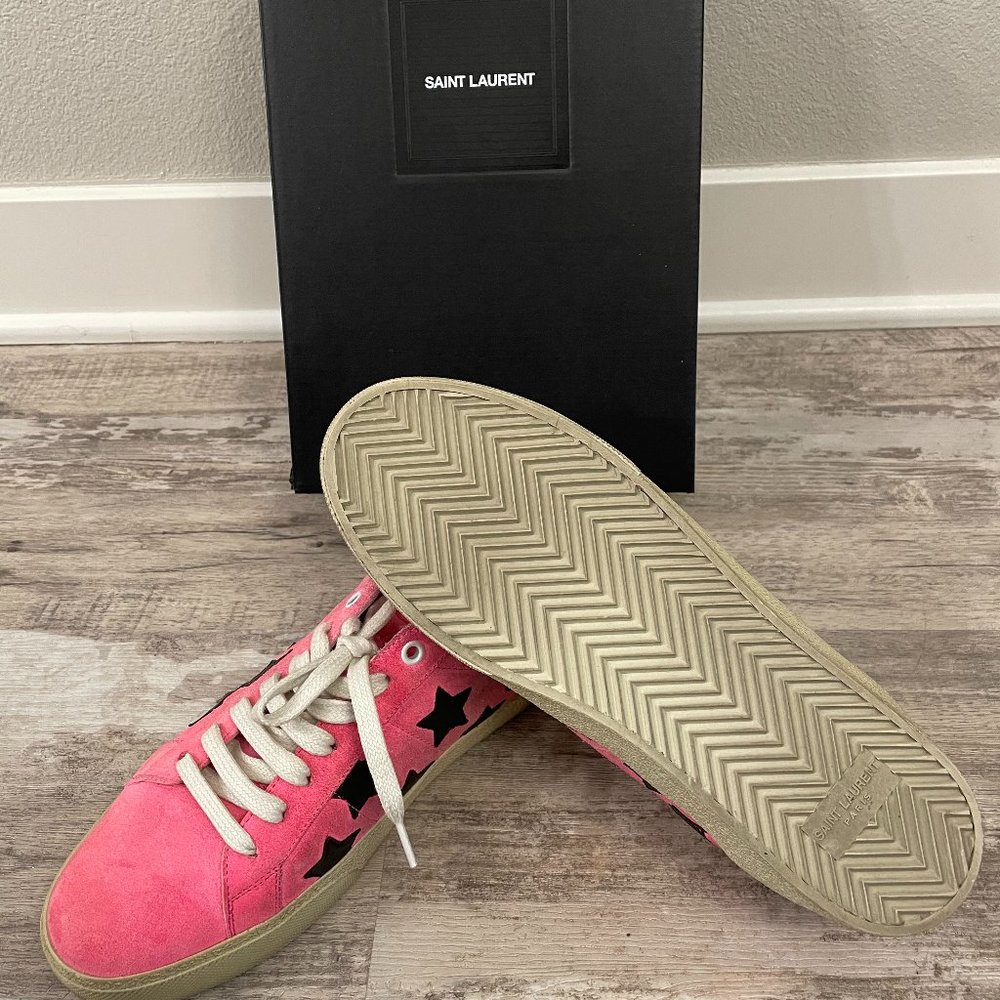 Saint Laurent pink suede star sneaker